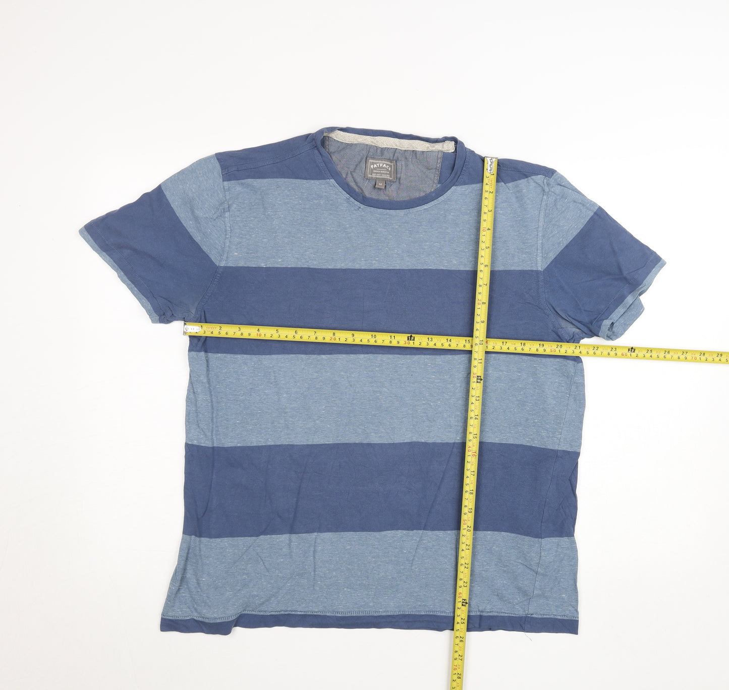 FatFace Men's Blue Striped Crew Neck Cotton T-Shirt Size M