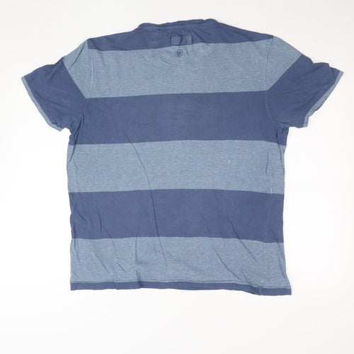 FatFace Men's Blue Striped Crew Neck Cotton T-Shirt Size M