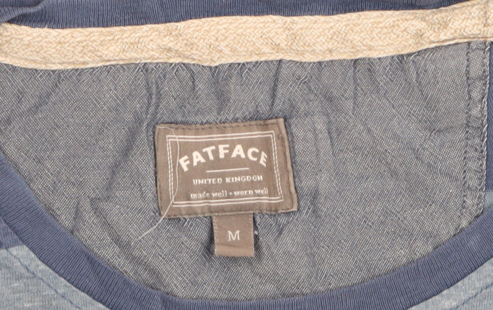 FatFace Men's Blue Striped Crew Neck Cotton T-Shirt Size M