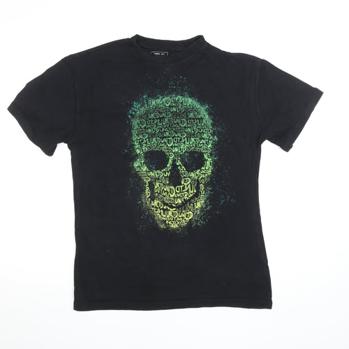 Next Boys Black Skull Graphic Short Sleeve Cotton T-Shirt 7 Years