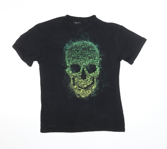 Next Boys Black Skull Graphic Short Sleeve Cotton T-Shirt 7 Years
