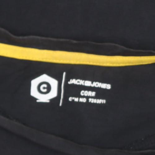Jack & Jones Men’s Black Graphic Crew Neck Cotton T-Shirt Size L