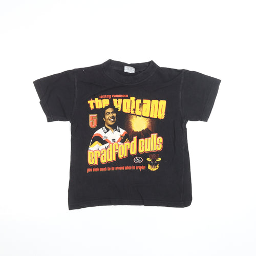 SuperOz Boys Black Bradford Bulls Rugby Graphic T-Shirt 6-7 Years