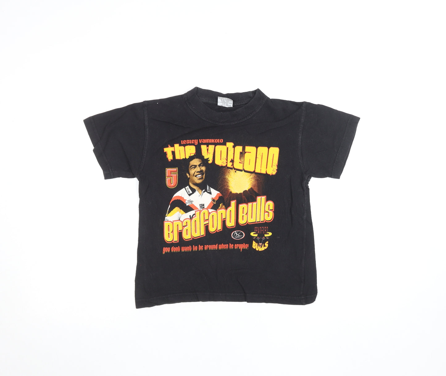 SuperOz Boys Black Bradford Bulls Rugby Graphic T-Shirt 6-7 Years