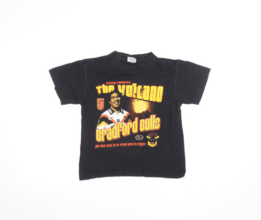 SuperOz Boys Black Bradford Bulls Rugby Graphic T-Shirt 6-7 Years