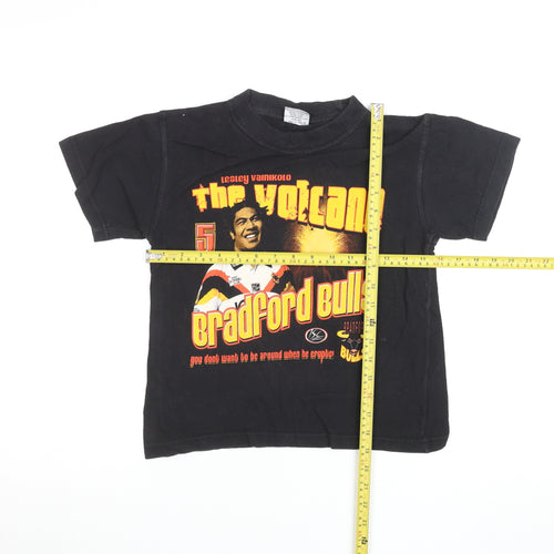 SuperOz Boys Black Bradford Bulls Rugby Graphic T-Shirt 6-7 Years