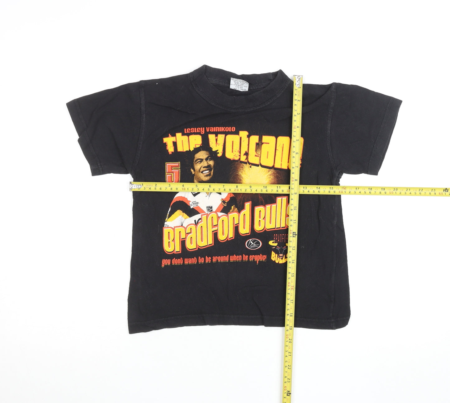 SuperOz Boys Black Bradford Bulls Rugby Graphic T-Shirt 6-7 Years