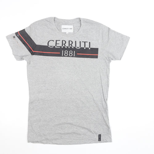 Cerruti 1881 Men’s Grey Logo Crew Neck Cotton T-Shirt Size S