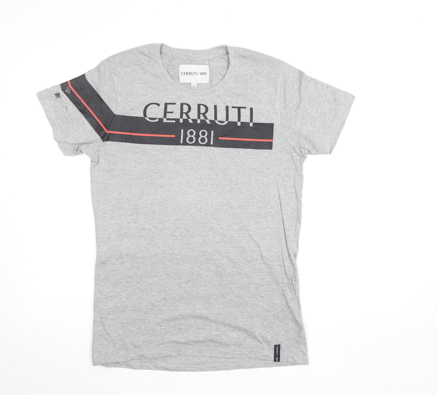 Cerruti 1881 Men’s Grey Logo Crew Neck Cotton T-Shirt Size S
