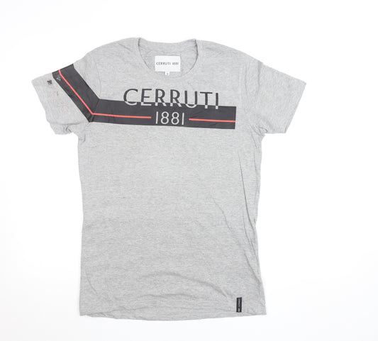 Cerruti 1881 Men’s Grey Logo Crew Neck Cotton T-Shirt Size S