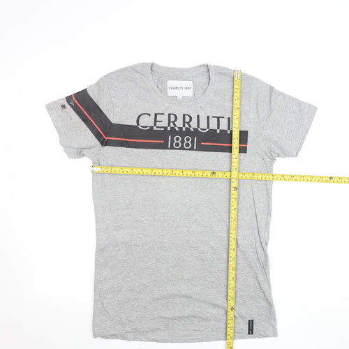 Cerruti 1881 Men’s Grey Logo Crew Neck Cotton T-Shirt Size S