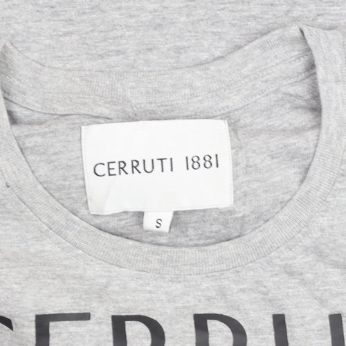 Cerruti 1881 Men’s Grey Logo Crew Neck Cotton T-Shirt Size S