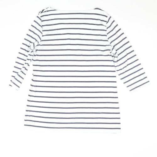 Bonmarché Women’s White Striped Butterfly T-Shirt Size 14 3/4 Sleeve