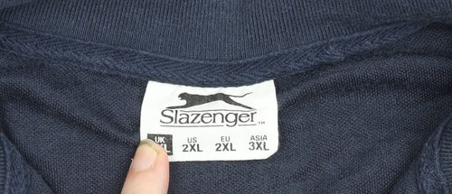 Slazenger Men's Blue 2XL Cotton Polo Shirt Regular Fit