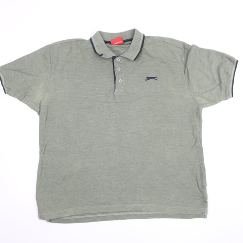 Slazenger Men's Green L Polo Shirt Regular Fit Collared