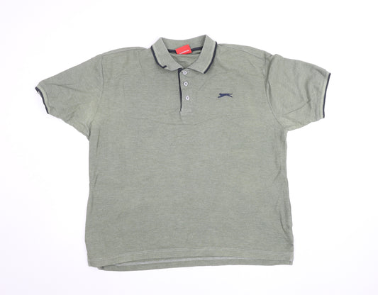 Slazenger Men's Green L Polo Shirt Regular Fit Collared