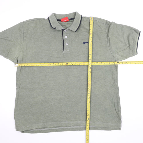 Slazenger Men's Green L Polo Shirt Regular Fit Collared