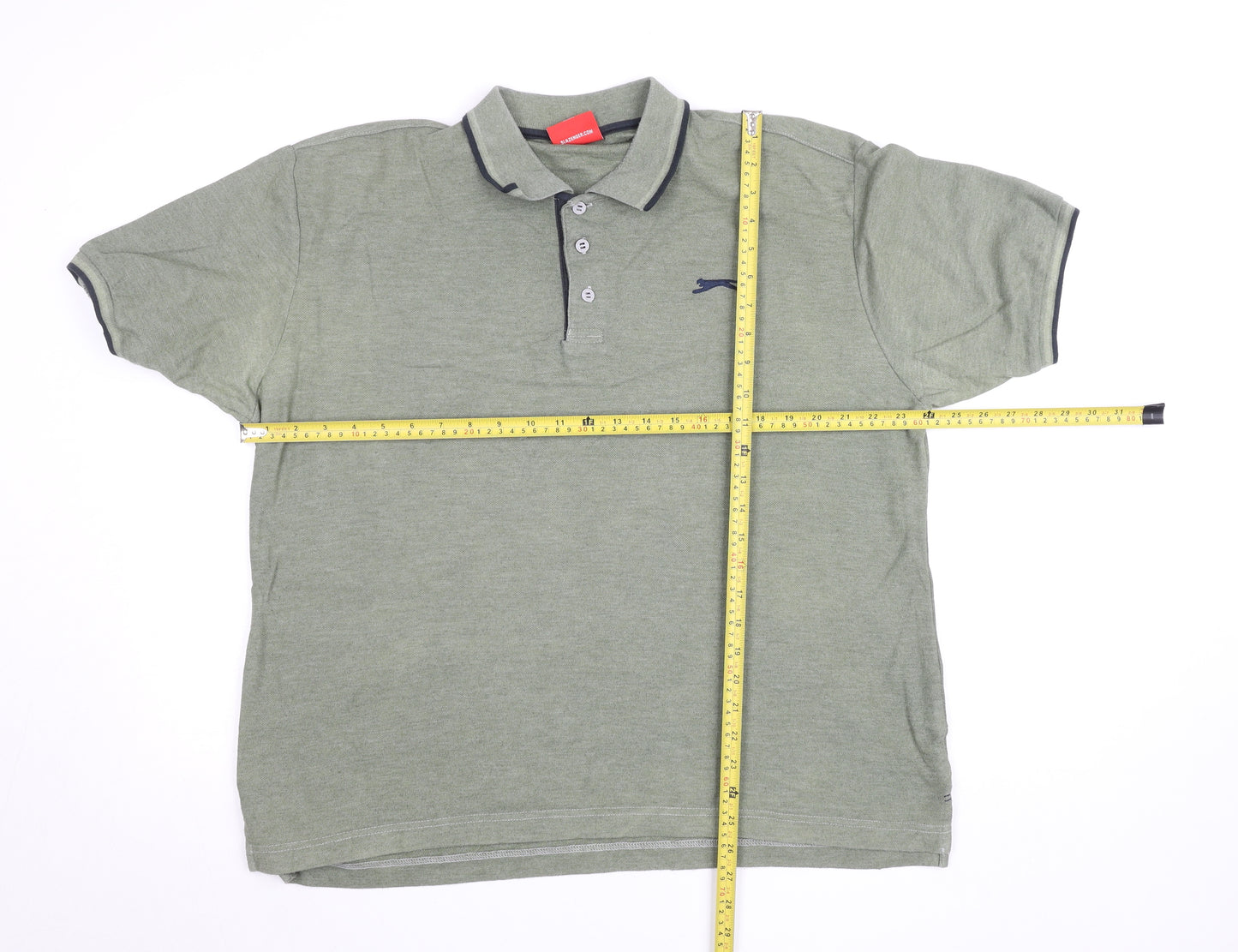 Slazenger Men's Green L Polo Shirt Regular Fit Collared