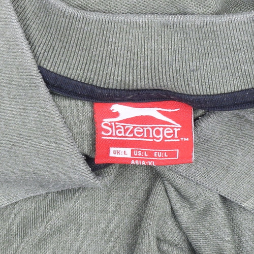Slazenger Men's Green L Polo Shirt Regular Fit Collared