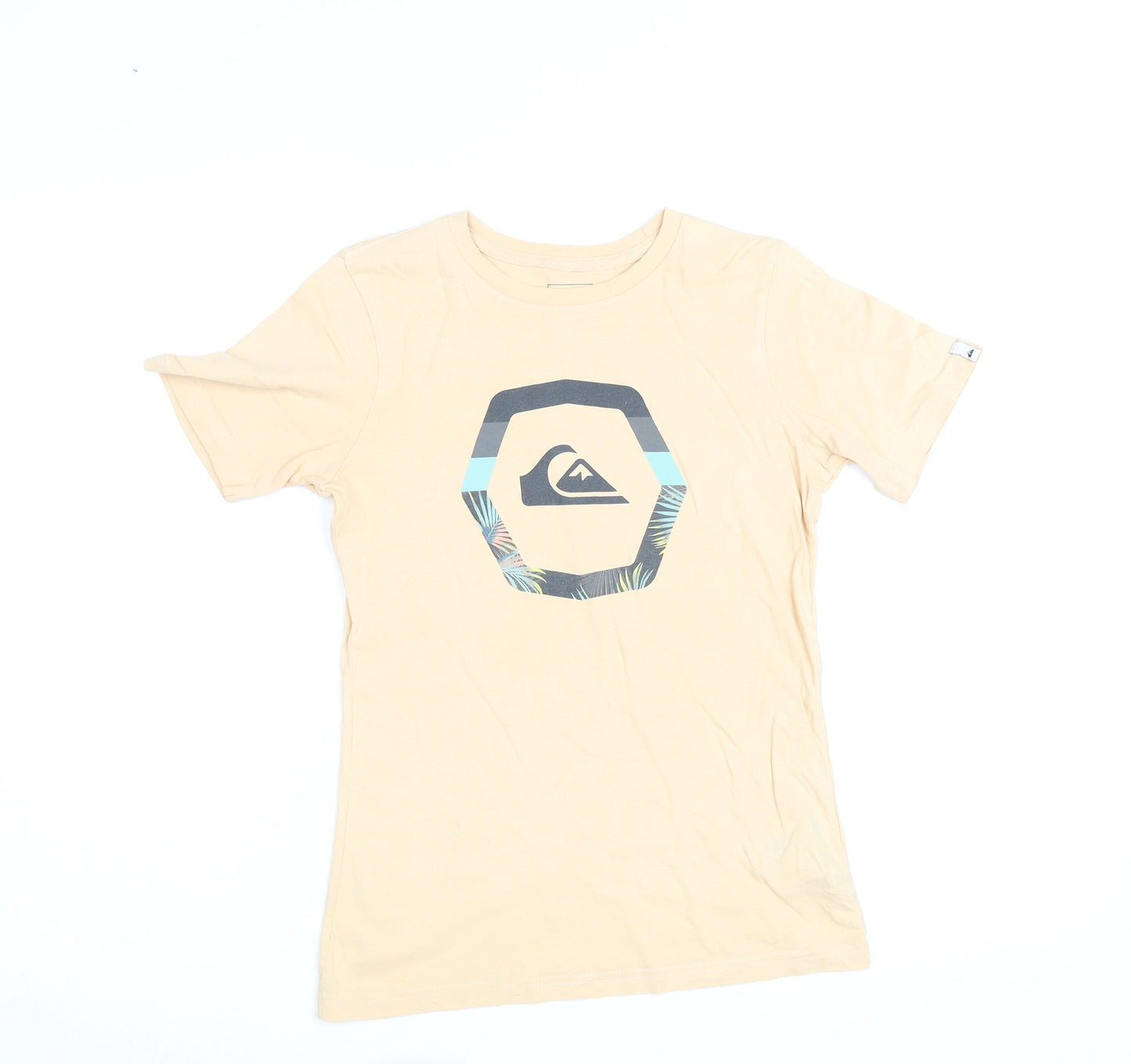 Quiksilver Women's Beige Graphic Cotton T-Shirt Size 12 Regular Fit