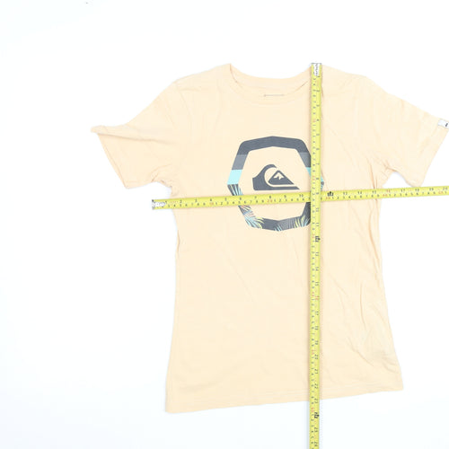 Quiksilver Women's Beige Graphic Cotton T-Shirt Size 12 Regular Fit