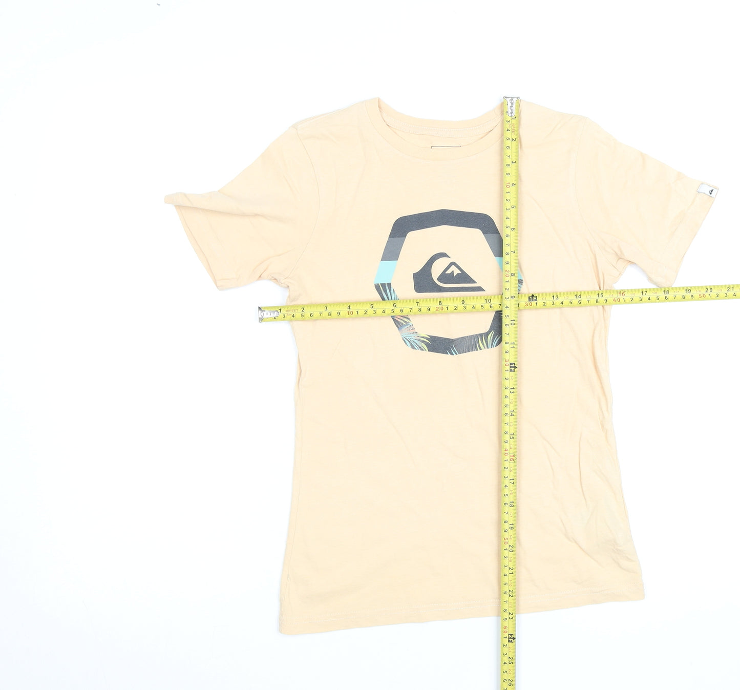Quiksilver Women's Beige Graphic Cotton T-Shirt Size 12 Regular Fit
