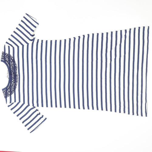 Marks and Spencer Women’s Blue Striped Crochet Shift Dress Size 12
