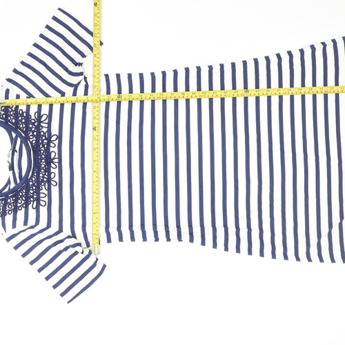 Marks and Spencer Women’s Blue Striped Crochet Shift Dress Size 12