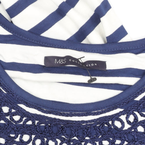 Marks and Spencer Women’s Blue Striped Crochet Shift Dress Size 12