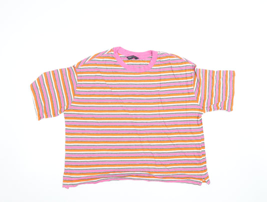 Marks and Spencer Women’s Multicoloured Stripe Cotton T-Shirt Size 16