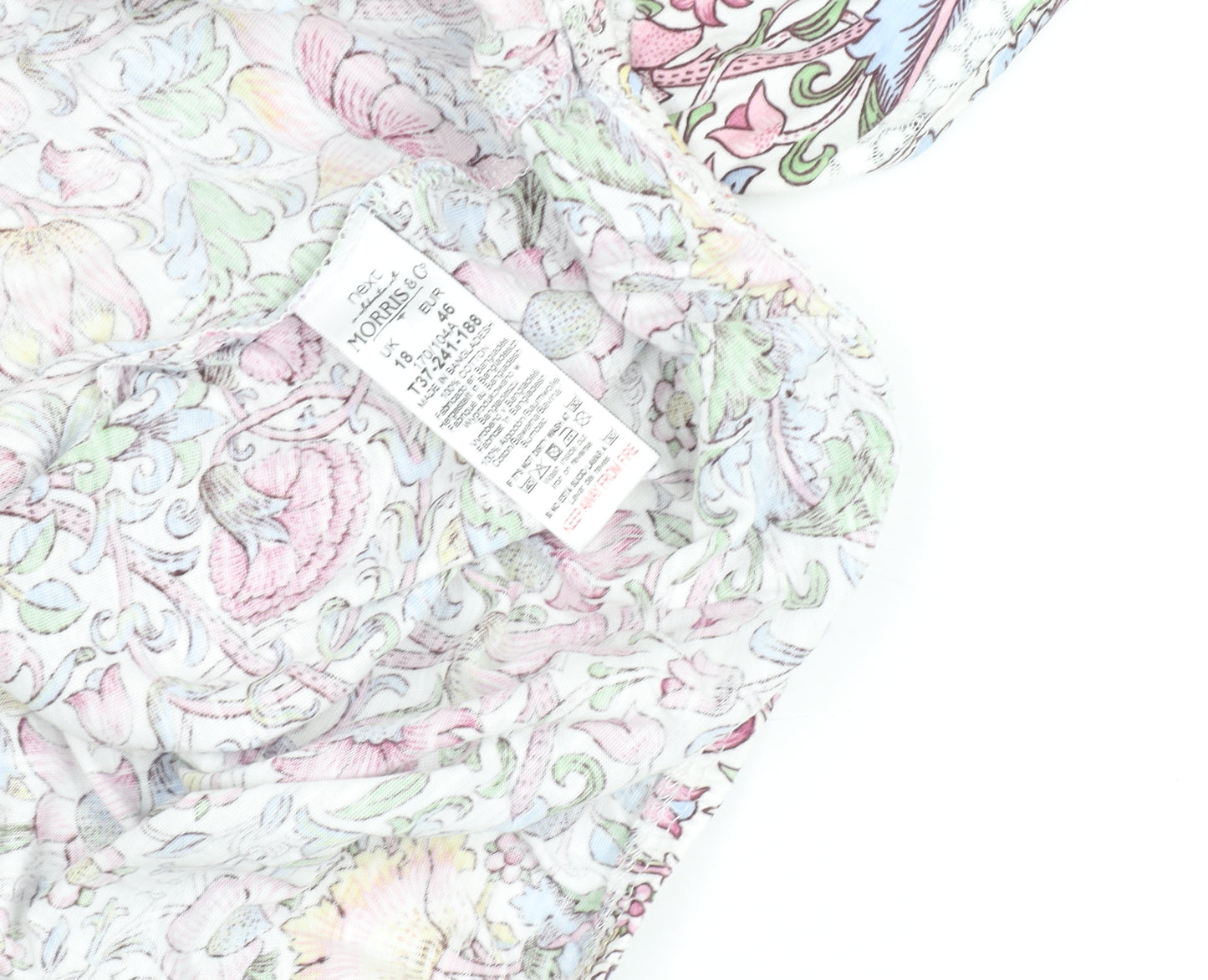 Next x Morris & Co Women's Multicoloured Floral Cotton T-Shirt Size 18