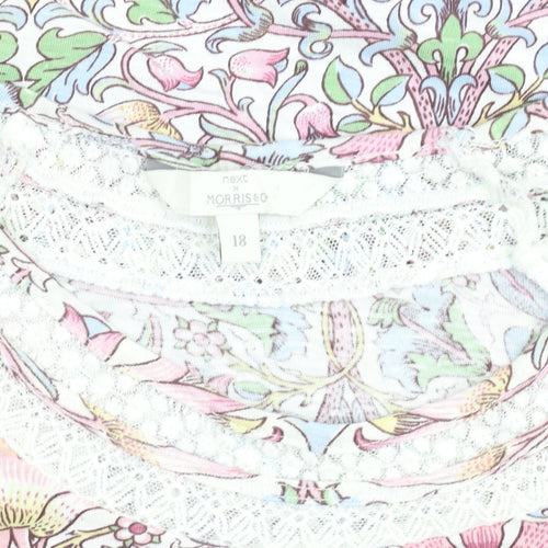 Next x Morris & Co Women's Multicoloured Floral Cotton T-Shirt Size 18