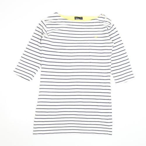 Fred Perry Women's White Striped Shift Dress Size 6