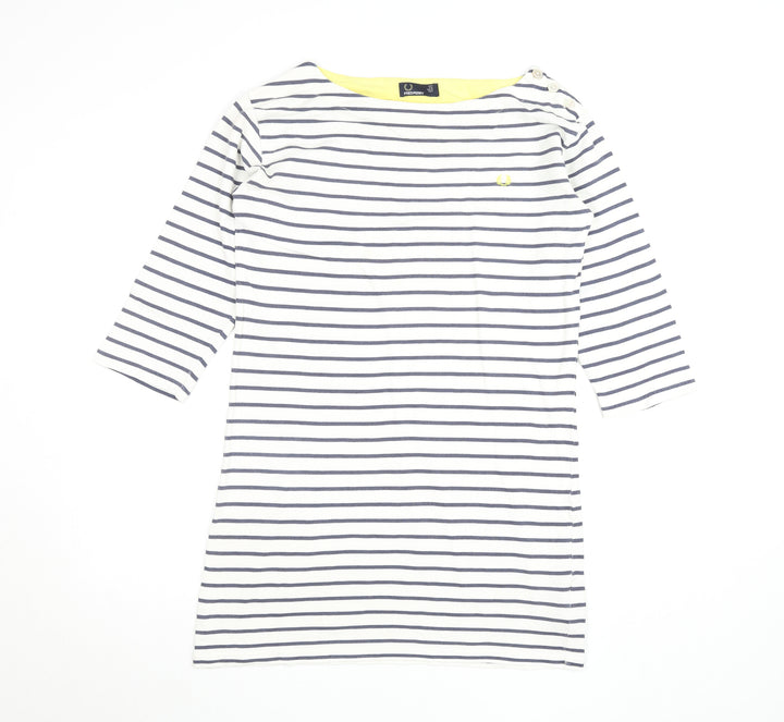 Fred Perry Women's White Striped Shift Dress Size 6