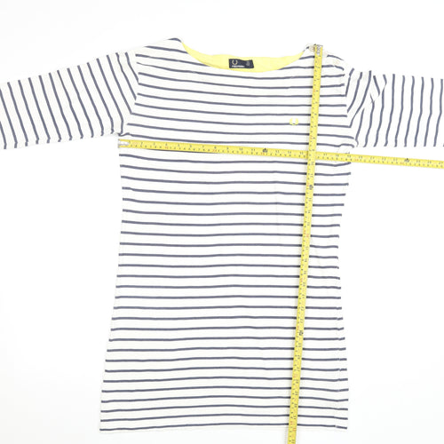 Fred Perry Women's White Striped Shift Dress Size 6