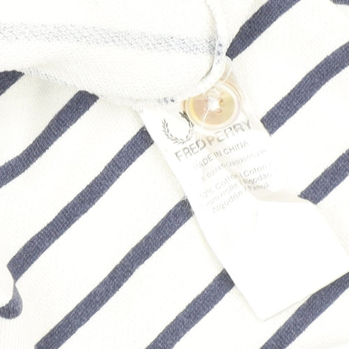 Fred Perry Women's White Striped Shift Dress Size 6
