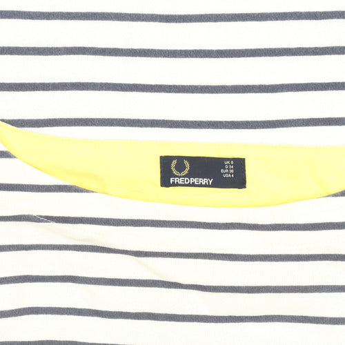 Fred Perry Women's White Striped Shift Dress Size 6