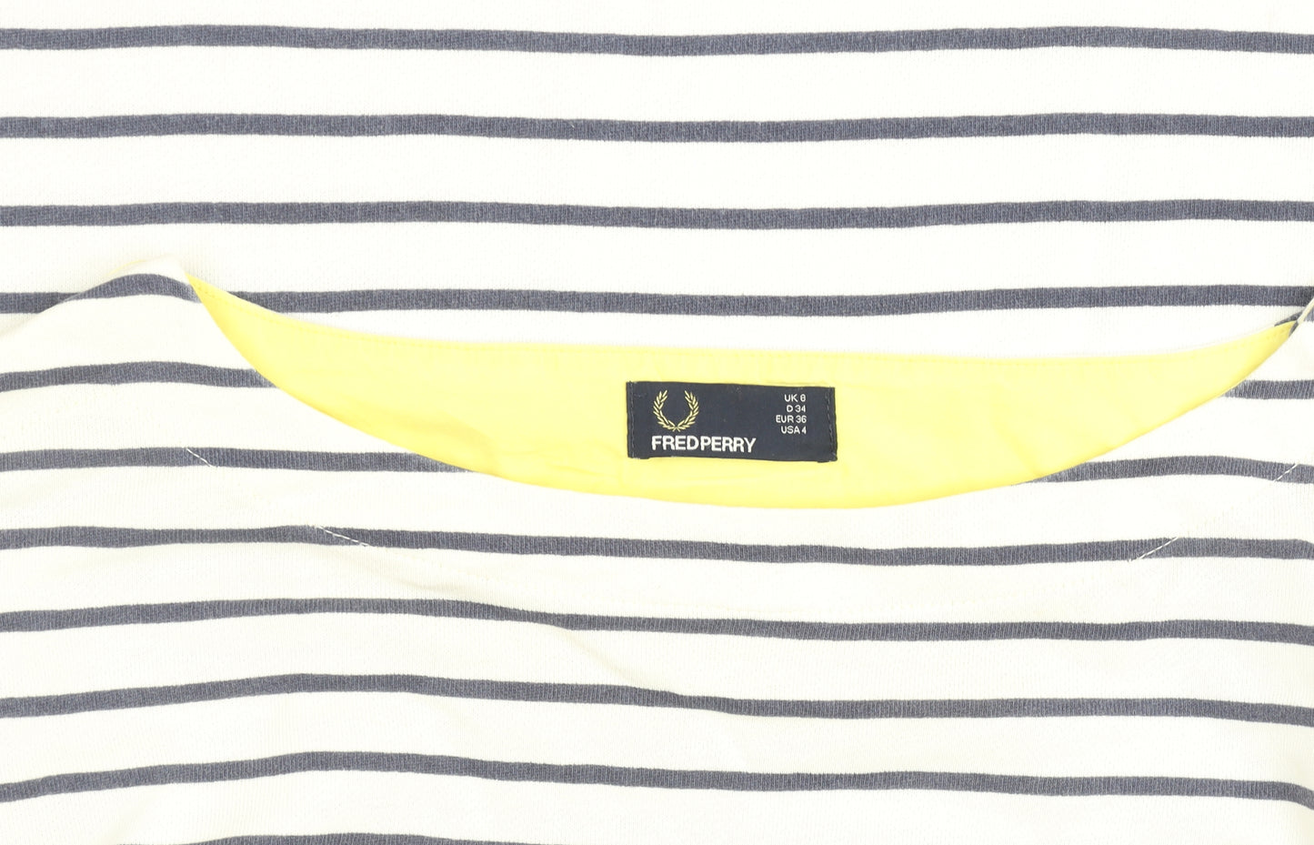 Fred Perry Women's White Striped Shift Dress Size 6