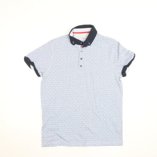 Jiggler Lord Berlue Men's Blue Geometric Polo Shirt Size M