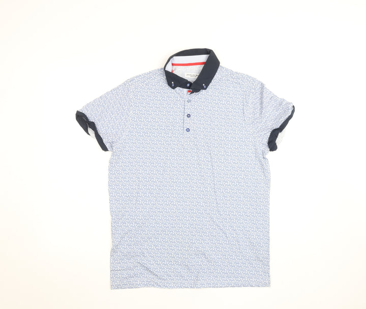 Jiggler Lord Berlue Men's Blue Geometric Polo Shirt Size M