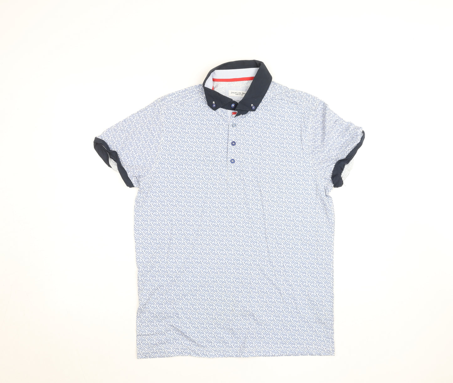Jiggler Lord Berlue Men's Blue Geometric Polo Shirt Size M