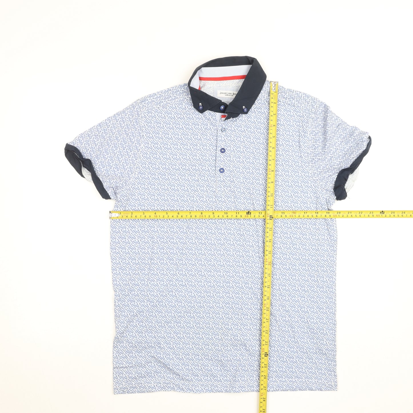Jiggler Lord Berlue Men's Blue Geometric Polo Shirt Size M