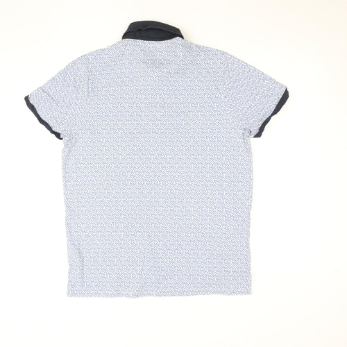 Jiggler Lord Berlue Men's Blue Geometric Polo Shirt Size M