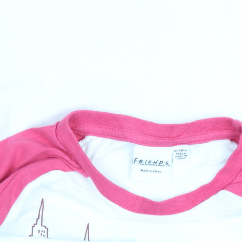 Girls Friends Pink & White Long Sleeve Graphic T-Shirt 10-11 Years