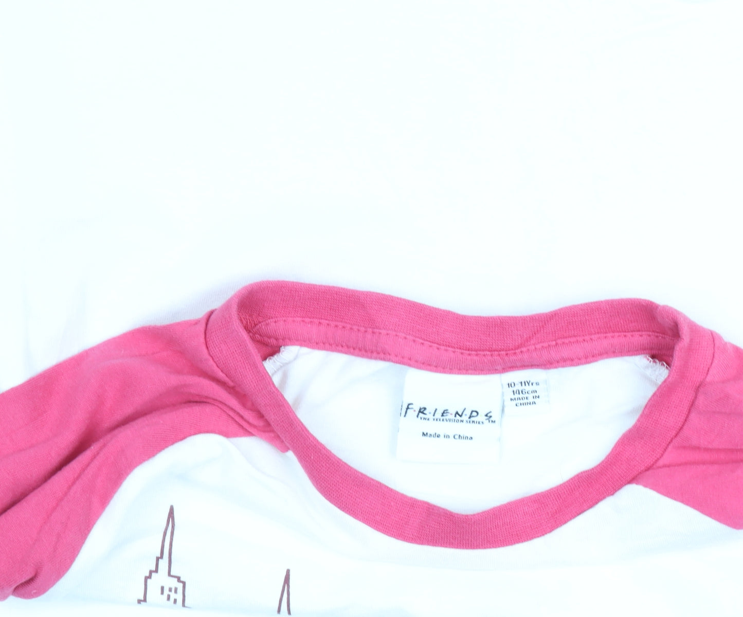 Girls Friends Pink & White Long Sleeve Graphic T-Shirt 10-11 Years