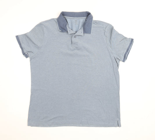 Marks and Spencer Men's Blue Regular Fit XL Cotton Polo Shirt