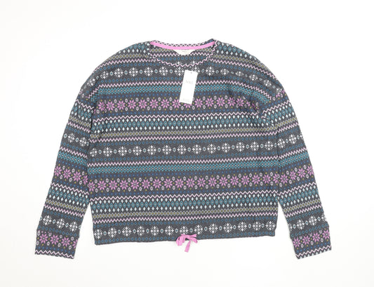 Marks and Spencer Womens Grey Fair Isle Long Sleeve Jersey Top L