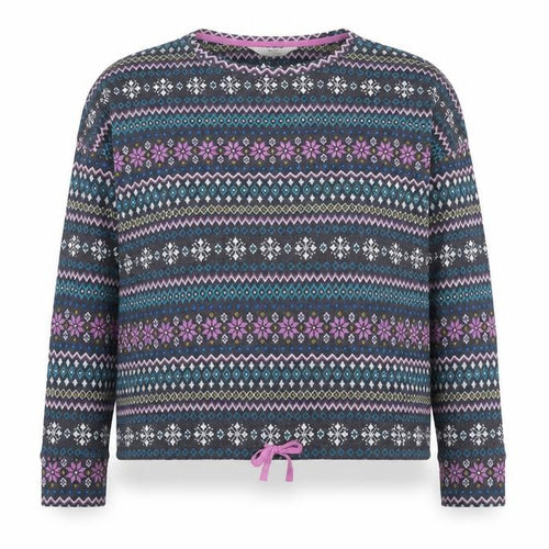 Marks and Spencer Womens Grey Fair Isle Long Sleeve Jersey Top L