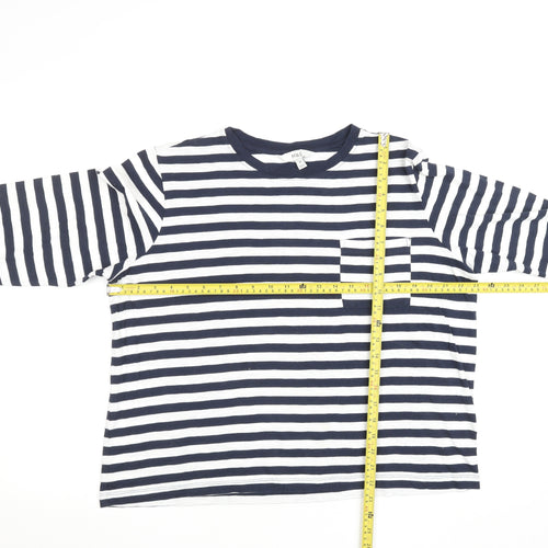 Marks and Spencer Women’s Blue Striped Long Sleeve Cotton T-Shirt Size 16