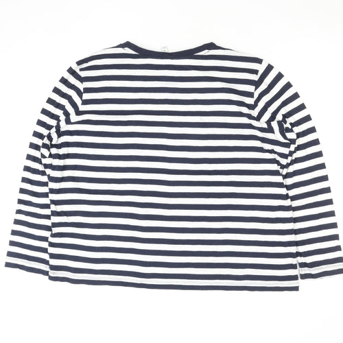 Marks and Spencer Women’s Blue Striped Long Sleeve Cotton T-Shirt Size 16